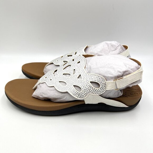 10W 10 WIDE WIDTH Rockport Ridge Sling White Jeweled Lasercut Sandals Shoes - Picture 6 of 13